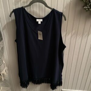 J Jill “boho” navy blue cotton tank top 2X 70% cotton 30% linen